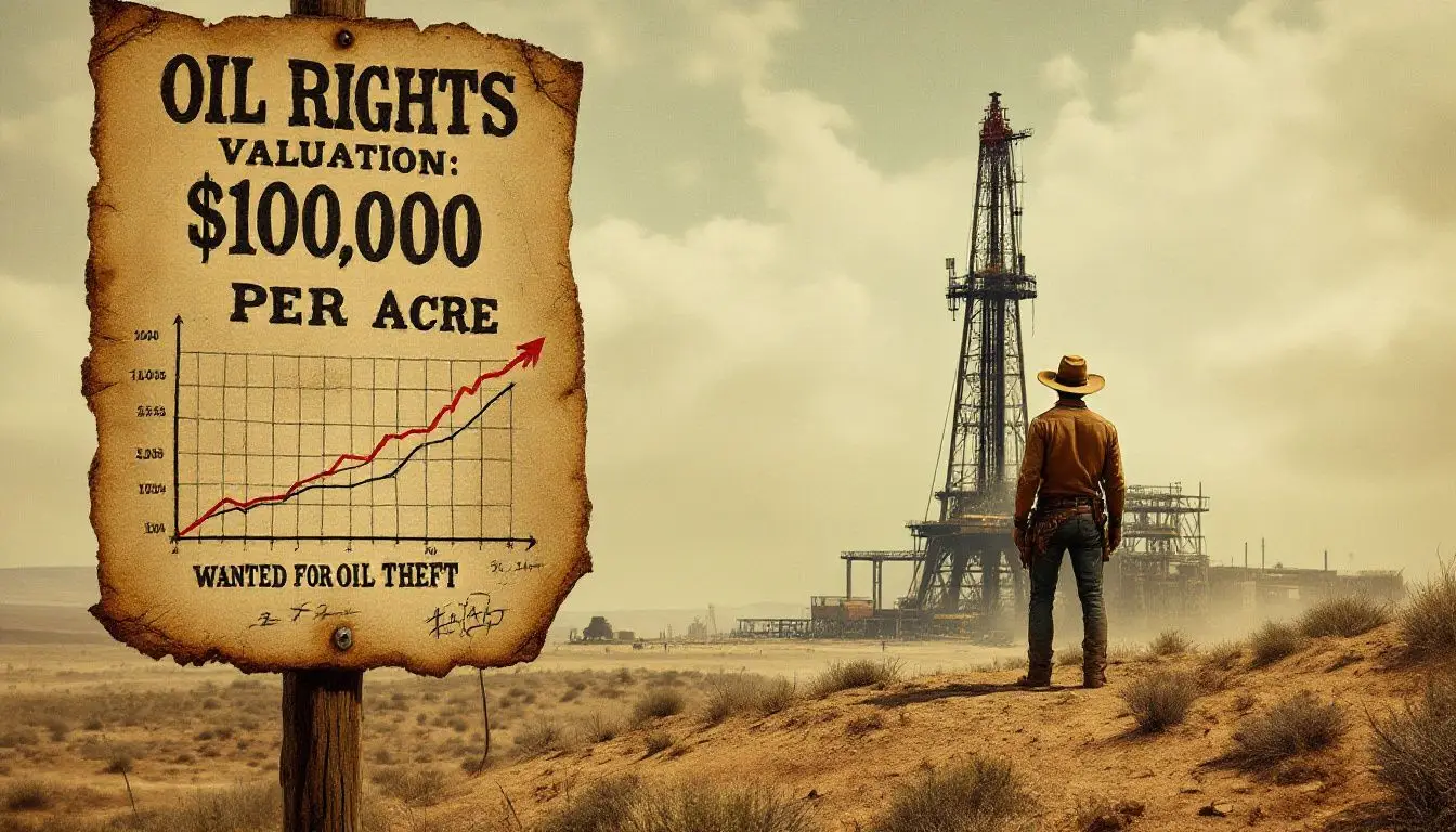 Valuation process of oil rights with charts and graphs.