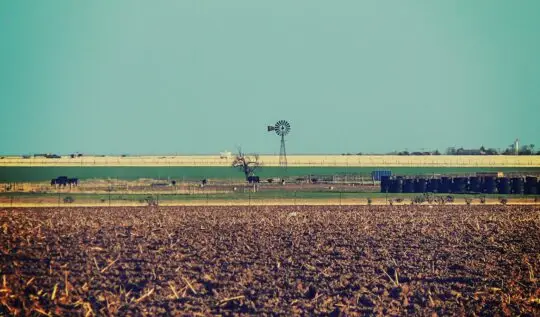 wind pump across pasture