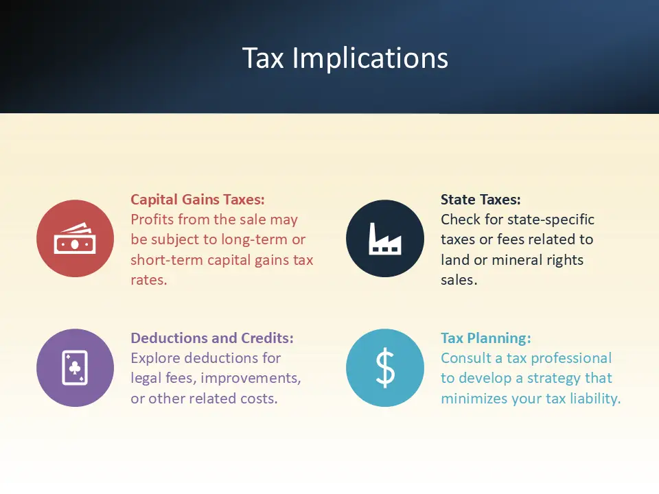 Tax Implications in selling land or selling mineral rights in texas